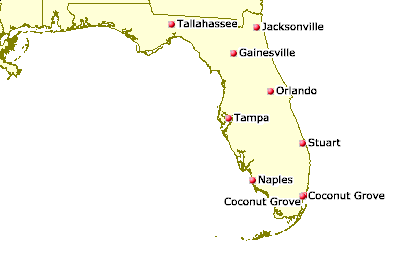 [Map of Florida Juggling Clubs]