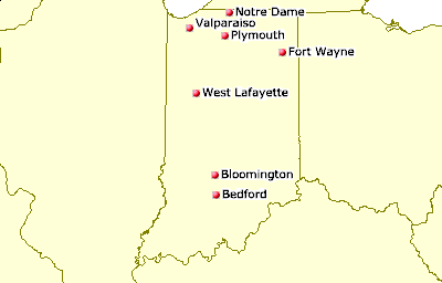 [Map of Indiana Juggling Clubs]