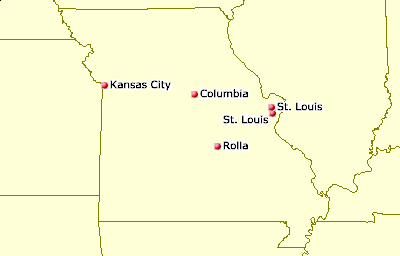 [Map of Missouri Juggling Clubs]