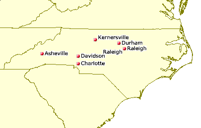 [Map of North Carolina Juggling Clubs]