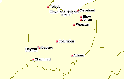 [Map of Ohio Juggling Clubs]