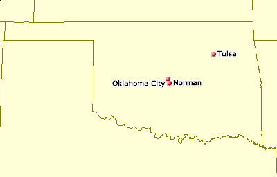 [Map of Oklahoma Juggling Clubs]