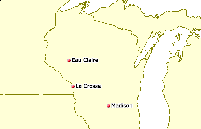 [Map of Wisconsin Juggling Clubs]